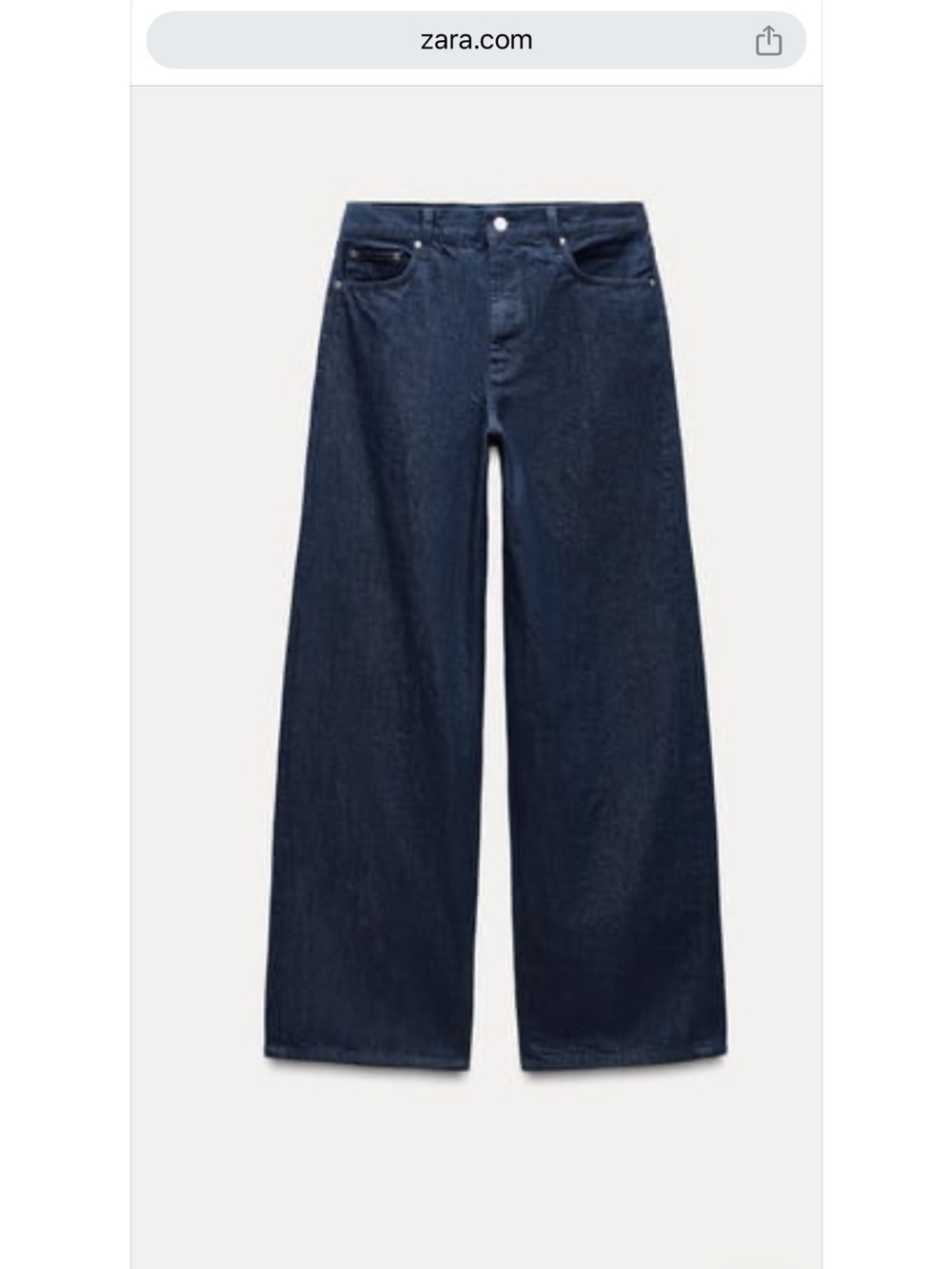 Zara Dark Blue Wide Leg Jeans Sz 26/27 - Picture 7 of 7